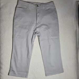 Bill Blass, Vintage Y2K Light Gray, Straight-Leg Capris